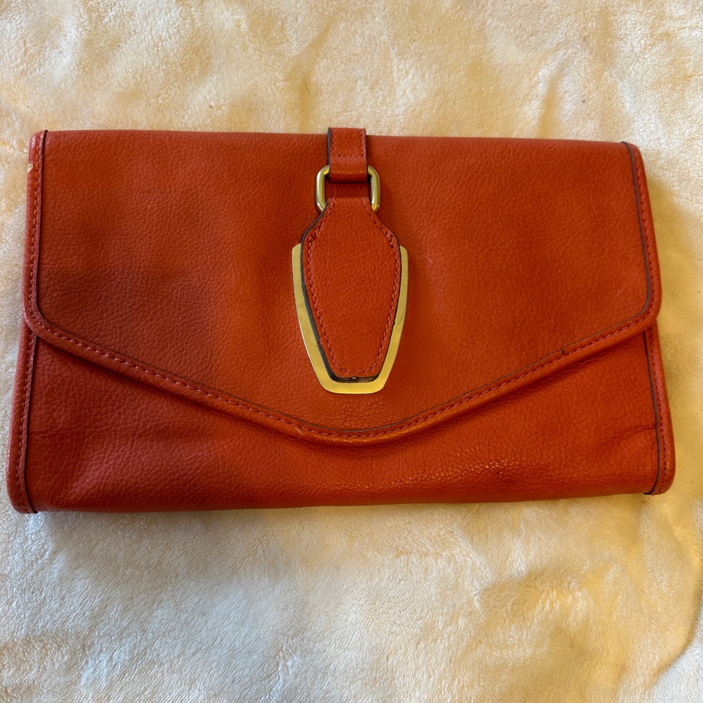 Liz Claiborne Clutch-Burnt Orange with Gold details